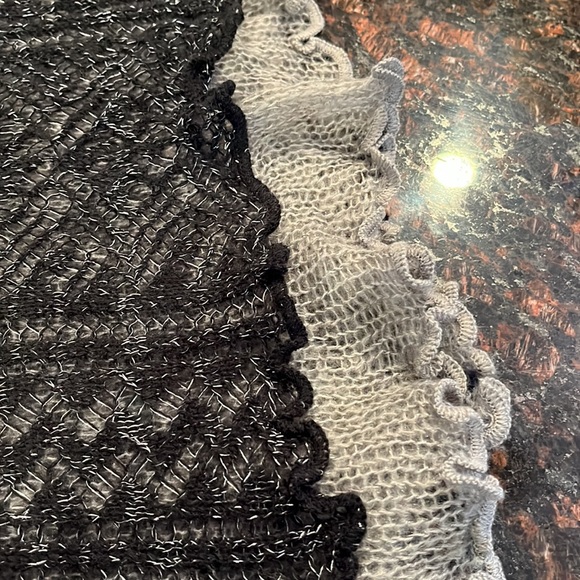 Women’s Mixit One Size Black And Gray Metallic Eternity Ruffle Scarf - Picture 7 of 9
